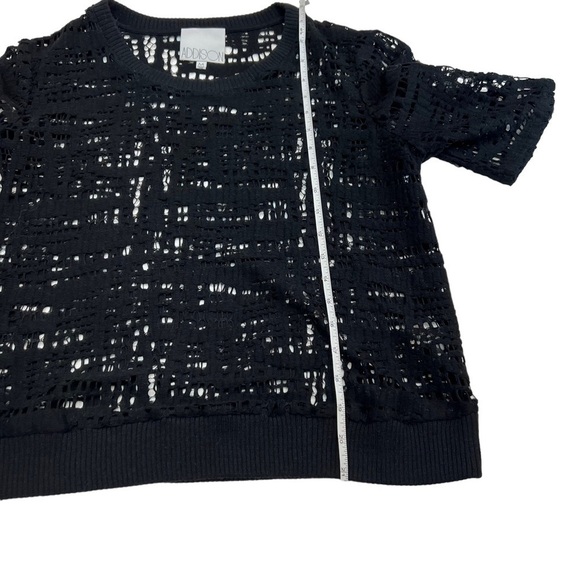 ADDISON Black Short Sleeve Perforated Fabric Cropped Size M - Picture 8 of 9